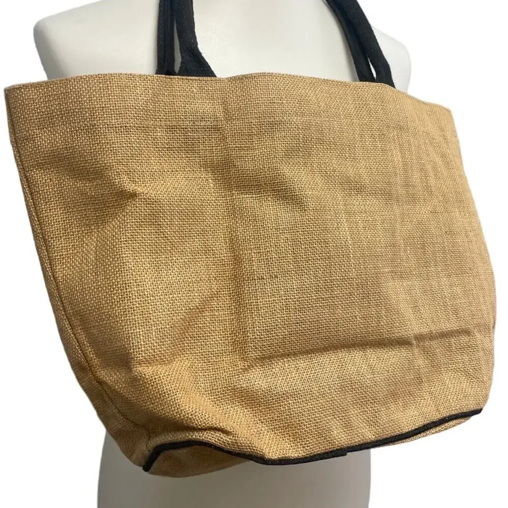 St Louis Baseball Cardinals Logo Burlap Double Handle Tote Bag Inner Pocket